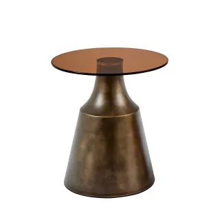 Bout de canapé rond en métal et verre fumé D45 SHADE - HELLIN