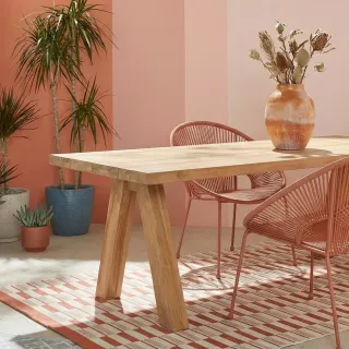 Table indoor/outdoor rectangulaire en teck L240 10 places ARONE - HELLIN