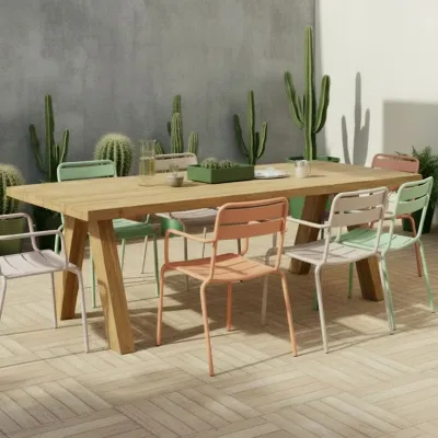 Table indoor/outdoor rectangulaire en teck L240 10 places ARONE - HELLIN