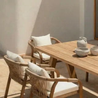 Table indoor/outdoor rectangulaire en teck L240 10 places ARONE - HELLIN