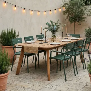 Table indoor/outdoor rectangulaire en teck L240 10 places CALVI - HELLIN