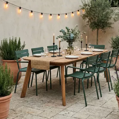 Table indoor/outdoor rectangulaire en teck L240 10 places CALVI - HELLIN