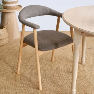 Lot de 2 chaises nordiques en chêne Bouclette taupe ELYA - HELLIN