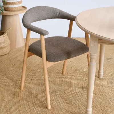 Lot de 2 chaises nordiques en chêne Bouclette taupe ELYA - HELLIN