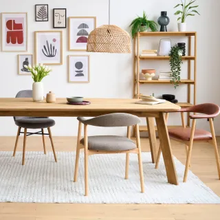 Lot de 2 chaises nordiques en chêne Bouclette taupe ELYA - HELLIN