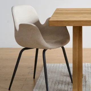 Chaises de salle à manger à accoudoirs beige clair (lot de 2) BETINA _ HELLIN