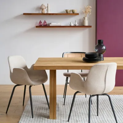 Chaises de salle à manger à accoudoirs beige clair (lot de 2) BETINA _ HELLIN