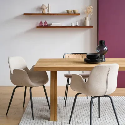 Chaises de salle à manger à accoudoirs beige clair (lot de 2) BETINA _ HELLIN