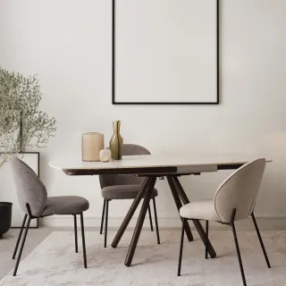 Chaise de salle à manger design en tissu et métal noir (lot de 2)  NELLY - HELLIN