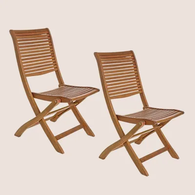 Chaise d'extérieur pliable en bois d'acacia (lot de 2) CANCALE - HELLIN