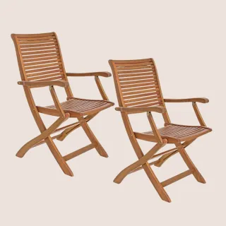 Fauteuil d'extérieur pliant en acacia (lot de 2)  CANCALE- HELLIN