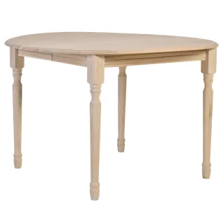 Table ronde extensible chêne blanchi 4/6 places D115 pieds tournés VICTORIA - HELLIN