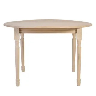 Table ronde extensible chêne blanchi 4/6 places D115 pieds tournés VICTORIA - HELLIN