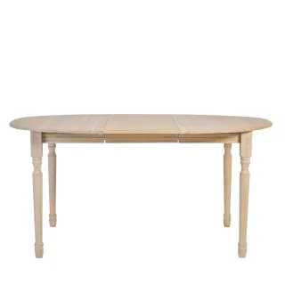 Table ronde extensible chêne blanchi 4/6 places D115 pieds tournés VICTORIA - HELLIN