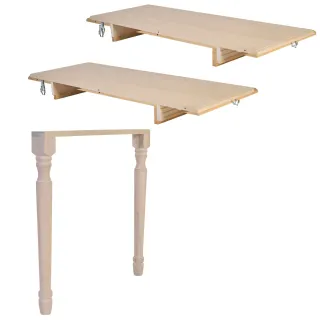 Lot de 2 allonges bois blanchi table ronde D115 pieds tournés VICTORIA - HELLIN