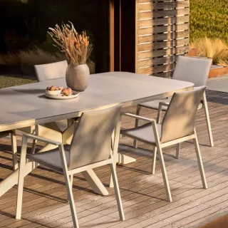 Table de jardin en pierre grise et métal L240 10 places ISAIAH - HELLIN