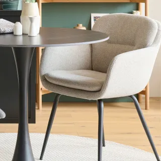 Chaise de salle à manger en tissu piétement métal noir  (lot de 2) MARTA - HELLIN