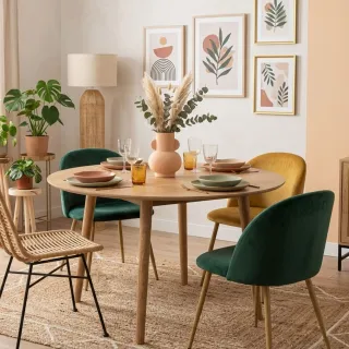 Table ronde scandinave fabriquée en chêne clair | Hellin