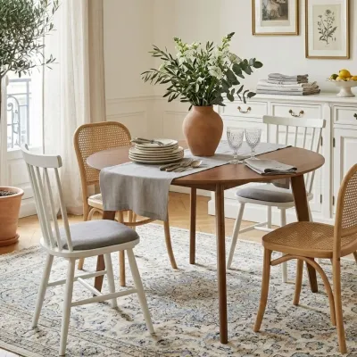 Table à manger ronde en bois D120 noyer 4/6 places LETA - HELLIN