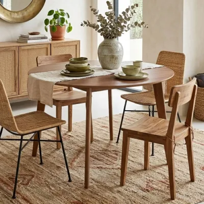 Table à manger ronde en bois D105 noyer 4 places LETA - HELLIN