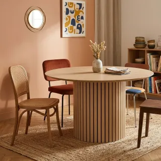 Table de salle à manger ronde en chêne blanchi D120 LIAC - HELLIN