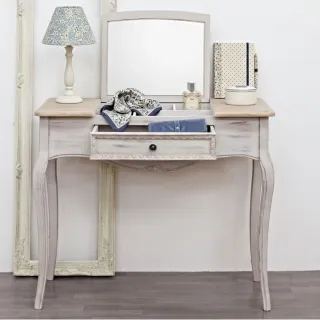 Console coiffeuse en bois avec miroir et rangements GARANCE - HELLIN