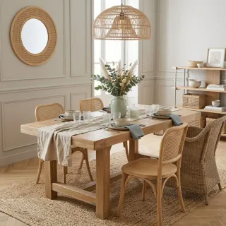 Table de ferme campagnarde en bois massif - Hellin