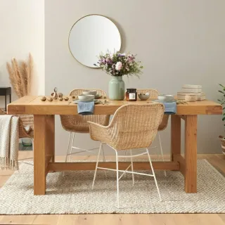 Table de ferme campagnarde en bois massif - Hellin