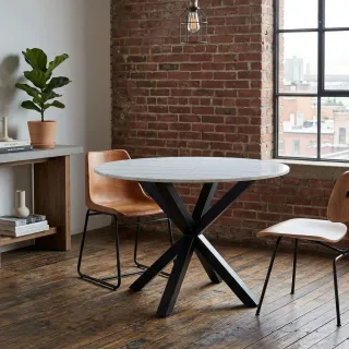 Table à manger ronde en marbre blanc L110 4 personnes NEIVA - HELLIN