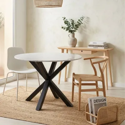 Table à manger ronde en marbre blanc L110 4 personnes NEIVA - HELLIN