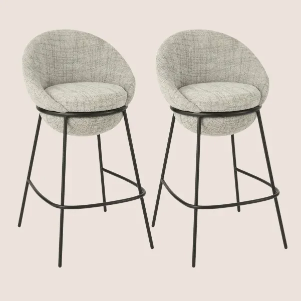 Tabourets de bar design en tissu (lot de 2) MERO - HELLIN