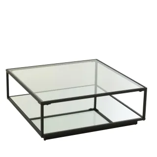 Table basse carrée en verre et métal noir L80 ORION - HELLIN