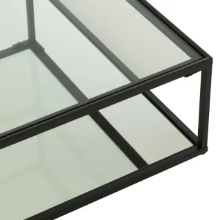 Table basse carrée en verre et métal noir L80 ORION - HELLIN