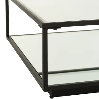 Table basse carrée en verre et métal noir L80 ORION - HELLIN