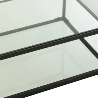 Table basse carrée en verre et métal noir L80 ORION - HELLIN