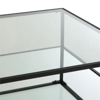 Table basse carrée en verre et métal noir L80 ORION - HELLIN