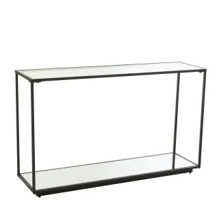 Console design double plateau en verre et métal noir L132 ORION - HELLIN
