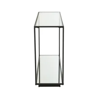 Console design double plateau en verre et métal noir L132 ORION - HELLIN