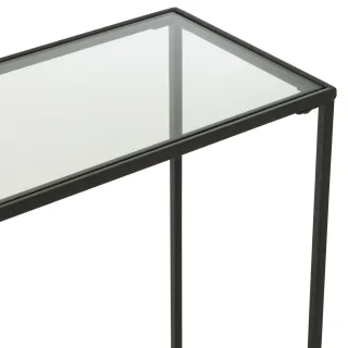 Console design double plateau en verre et métal noir L132 ORION - HELLIN