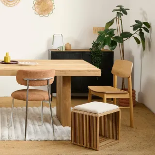 Tabouret 1 place matelassé en teck recyclé MILAN - HELLIN