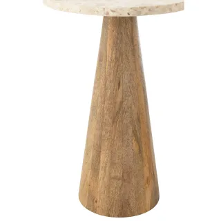 Tables basses en marbre beige et pied bois D35 (set de 2) ASO - HELLIN