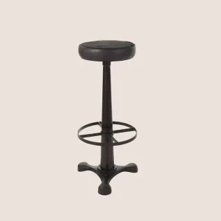 Tabouret de bar en métal et cuir TANIS - HELLIN