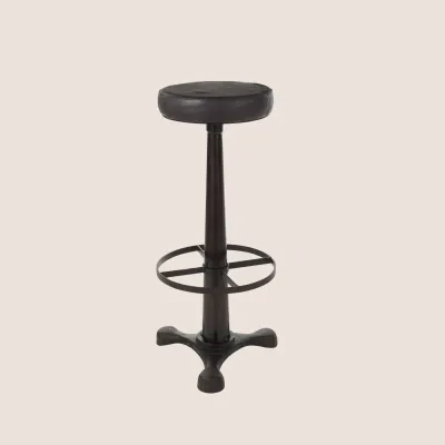 Tabouret de bar en métal et cuir TANIS - HELLIN