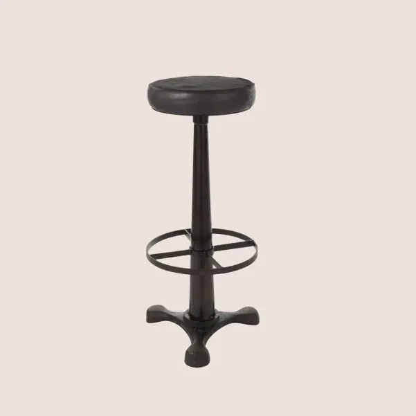 Tabouret de bar en métal et cuir TANIS - HELLIN