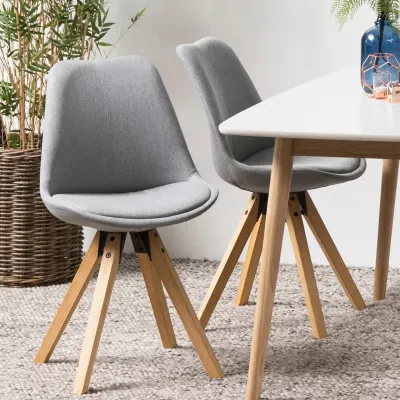 Chaises modernes bois et tissu gris (lot de 2) EARL - HELLIN