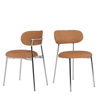 Chaises de salle à manger chrome et tissu (lot de 2) LISON - HELLIN