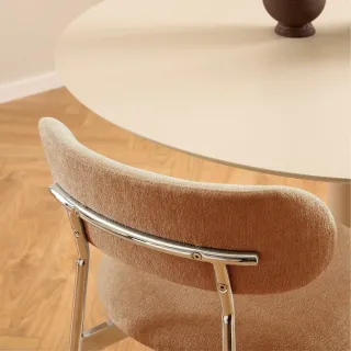 Chaises de salle à manger chrome et tissu (lot de 2) LISON - HELLIN