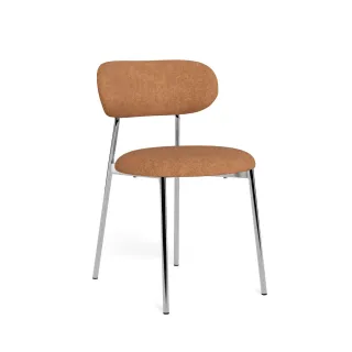 Chaises de salle à manger chrome et tissu (lot de 2) LISON - HELLIN
