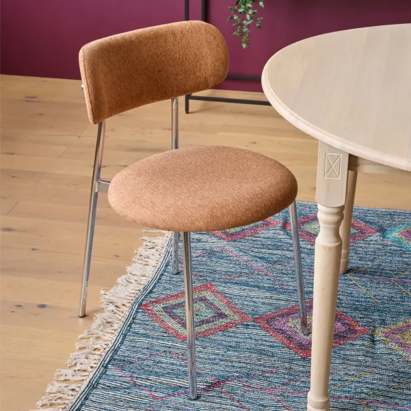 Chaises de salle à manger chrome et tissu (lot de 2) LISON - HELLIN