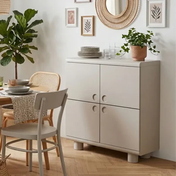 Buffet haut design 4 portes gris L100 MAGDA - HELLIN